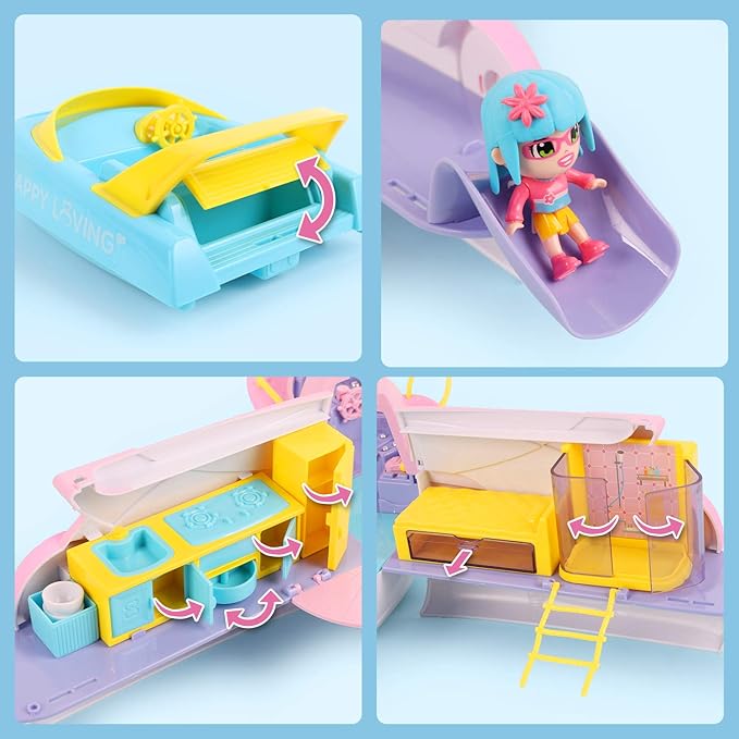 iPlay, iLearn Boat Dollhouse Playset for Girls 3-5, Kids Pretend Play Doll House Set W/ Cruise Ship, Dolls, Camping Accessories, Birthday Gifts for 4 5 6 Year Olds Children Toddlers