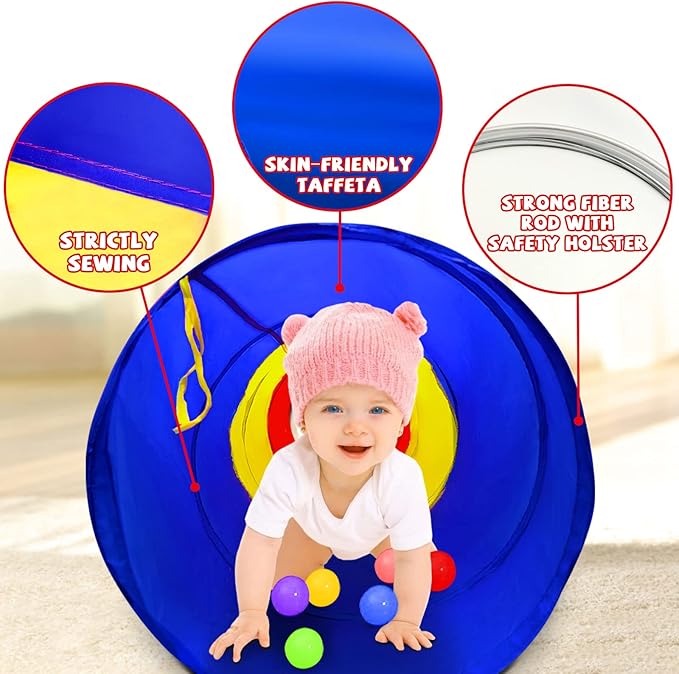 Kids Play Tunnel for Toddlers 1-3, Pop Up Baby Tunnel Crawling Toys for Infant Children or Dog, 6 Foot Indoor Outdoor Toddler Toys for 1 2 3 Year Old Girl Boy Birthday Gift