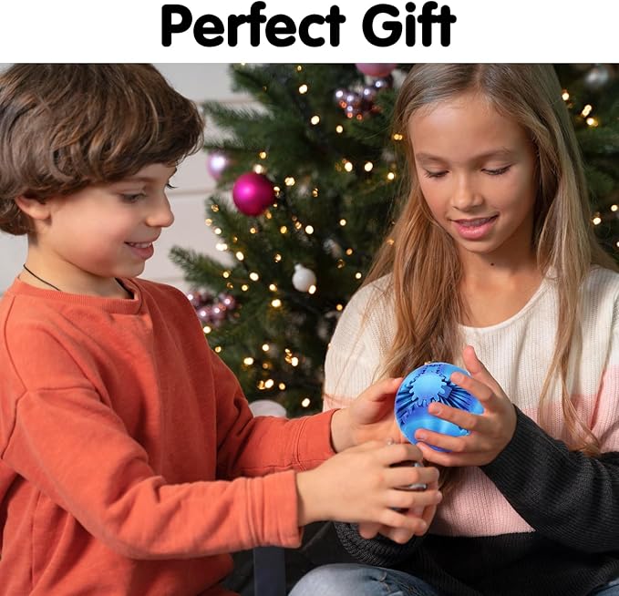 Gear Ball 3D Printed Cube Fidget Toy,Gear Sphere Fidget Toys,Sensory Toys for Stress and Anxiety Relief, Desk Toy Fidget Spinners,Stocking Stuffers for Adults & Kids Gift (Aurora Blue, 2.3 Inch)