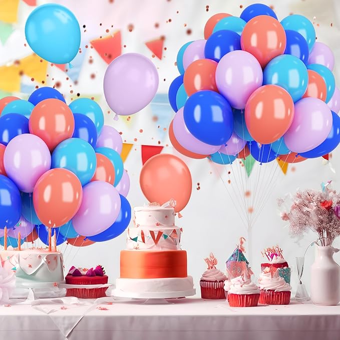Blue Pink Purple Balloons Birthday Party Decorations, Royel Blue Pastel Purple Balloon Happy Birthday Latex Balloons for Birthday Themed Party Birthdays Baby Showers Party Supplies