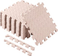 Shihanee 16 Pcs Foam Floor Baby Tiles 11.81 x 11.81 inches Foam Floor Mats Play Mats Bulk with Borders Interlocking for Kids Baby Playroom Nursery Gym（Beige）