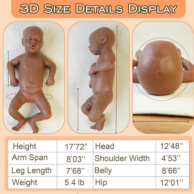 Full Silicone Baby Dolls,17.72 in Silicone Realistic Newborn Baby Doll, Non Vinyl 1:1 Lifelike Reborn Sleeping Dolls (Emma-Maroon)