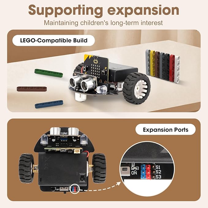 ACEBOTT Robotics for Kids Ages 8–12 12-16, Smart Robot Car Kit Compatible with BBC Micro:bit V2, STEM Toys Coding Robot Kit Compatible with Lego, Gifts for Kids and Teens(Not Included Micro:Bit)