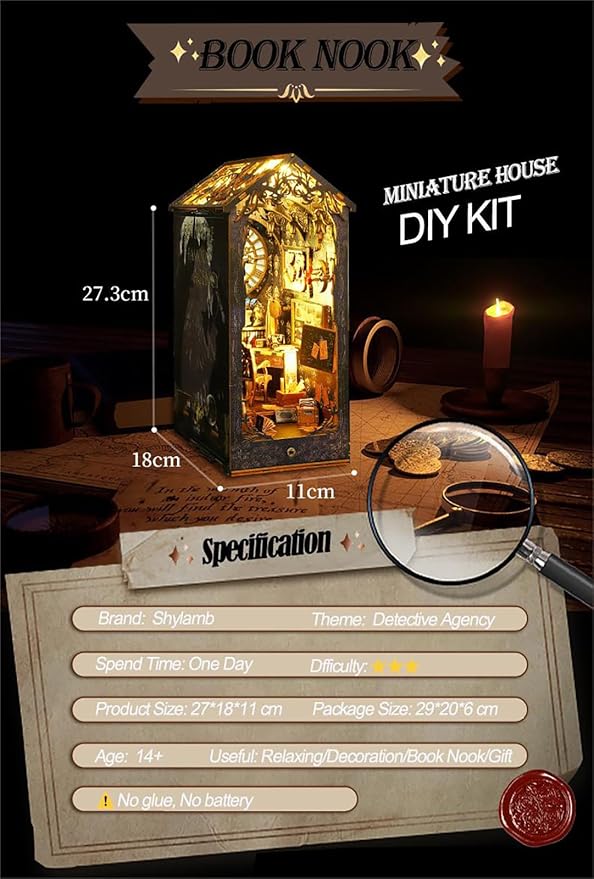 DIY Book Nook Kit - DIY Miniature Dolls House Kit with Furniture and LED Light, 3D Puzzle Wooden Art Bookends, Model Kits for Adults to Build (Covenant Church)