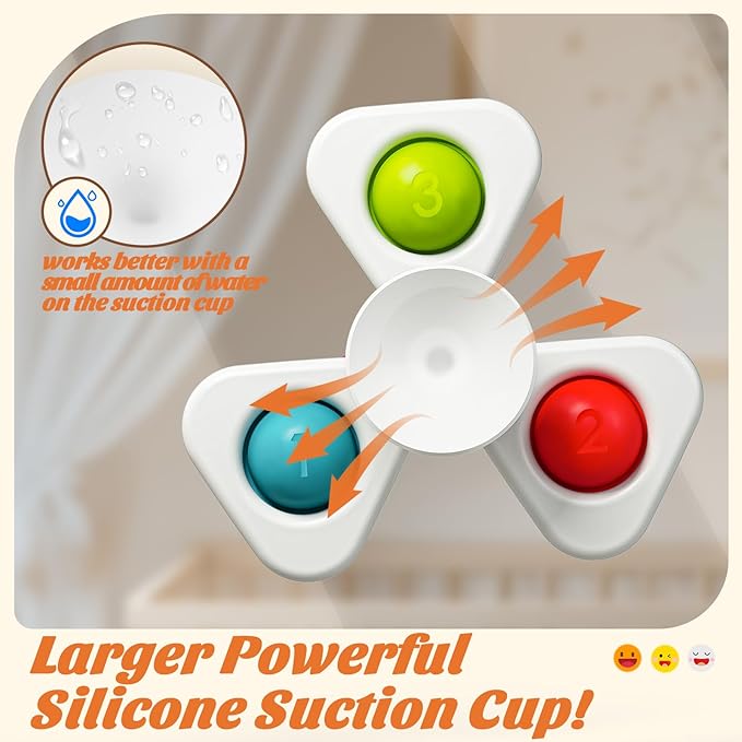 SpringFlower Baby Toys 0-6-12-18 Months,Suction Cup Spinner Toys,Baby Bath Toys for Boy&Girl, Sensory Toys &Travel Table Toy for Toddlers, Birthday Gifts for 1 2 3 Year Old Toddler