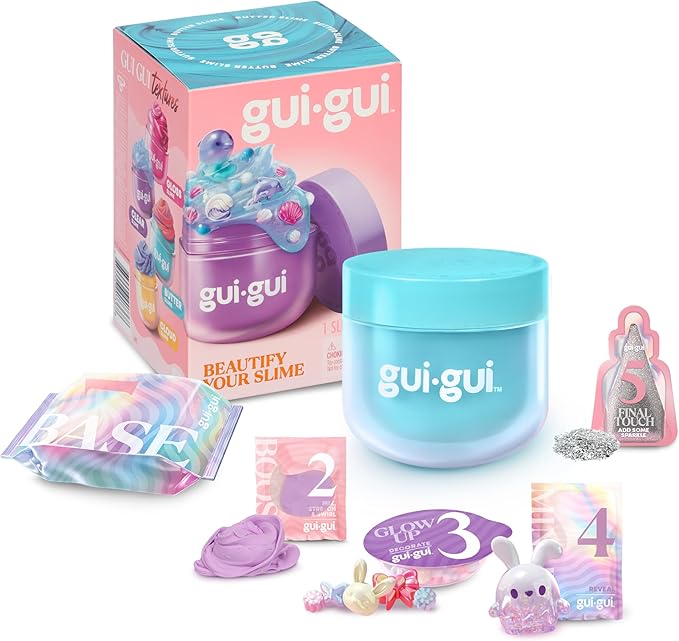 Gui Gui Scented Slime 2-Pack Bundle, Butter & Cloud, 5 Step DIY Process to Customize Your Ultimate Slime Glow-Up, Resealable and Reusable Container, ASMR Experience