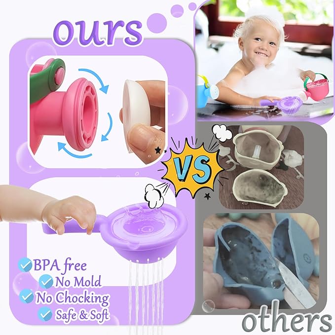 6Pcs Toddler Bath Toys for Kids Ages 1-3 Bath Toys for Babies12-18 Months Water Can Bathtub Toys for Kids Pool Toys Water Table Toys for 1 2 3 4 5 6 Years Old Girls Boys Gift