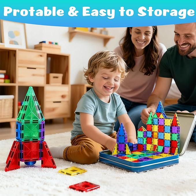 32PCS Jumbo Magnetic Tiles Set | Extra-Large STEM Building Blocks for Kids 3 to 99 Years | Choke-Proof Design with Super Strong Magnets