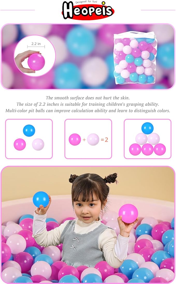 Ball Pit Balls Pack of 100 200 500 - Star and Round Set BPA Free Phthalate Free Non-Toxic Crush Proof Play Balls Soft Plastic Balls for Toddlers Baby Kids Birthday Pool Tent Party
