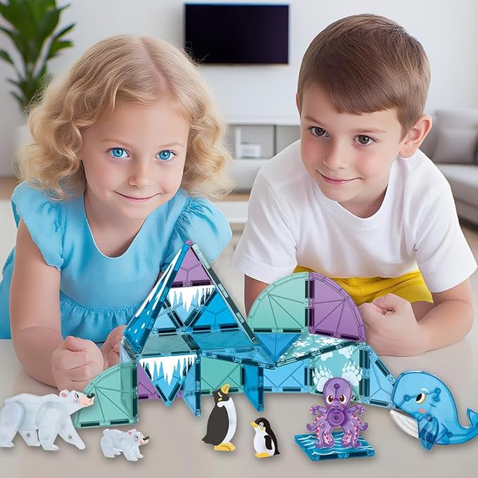 Magnetic Tiles Set Polar Animals Theme Toys, Magnet Tiles Building Blocks Toys for Kids Ages 3+
