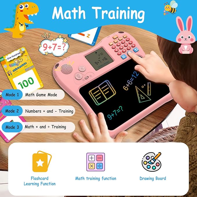 EASEGMER 3 in 1 Educational Learning Travel Toys - 8'' Drawing Tablet and 130 Talking Flash Cards Toddler Writing Tablet and Preschool Learning Activities, Best Gift for Girls/Boys 3-12 Years