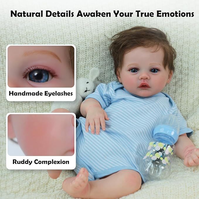 SCOM Reborn Baby Dolls Boy Meadow- 18 Inch Realistic Newborn Soft Weighted Cloth Body Adorable Poseable Real Life Doll with Accessories for 3+ Year Old Gifts, Pretend Play, Collection