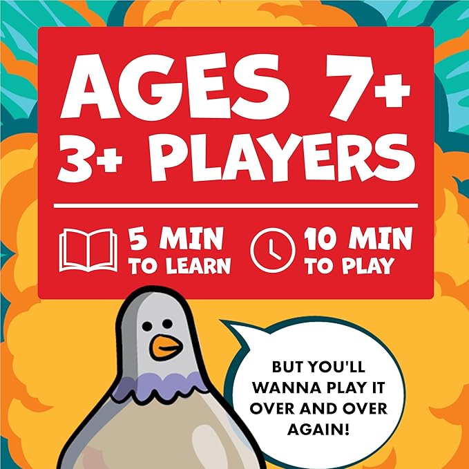 Exploding Kittens Presents Exploding Pigeon – Hilarious Fast-Paced Party Game for Families, Kids, Teens & Adults – Ages 7+ – 3+ Players – Perfect for Game Night