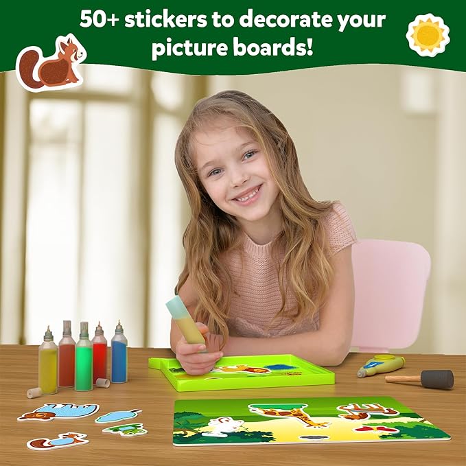 Skillmatics Sand Art Activity - Mess-Controlled DIY Animal Craft Kit with 50+ Colorful Stickers, Creative Arts & Crafts for Kids, Fun Hands-On Activity, Christmas Gifts for Ages 4, 5, 6, 7, 8, 9, 10