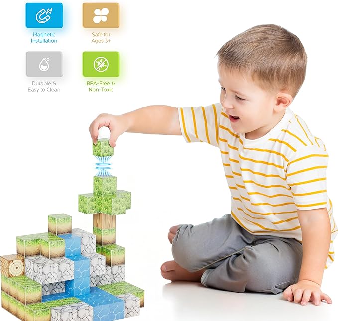 Contixo Magnetic Blocks - 145 PCS Magnet Cubes Building Tiles for Kids Ages 3-12, STEM Learning Toys with Vibrant Colors, Educational Toddler Toys for Creative Play, Birthday Gifts for Boys and Girls