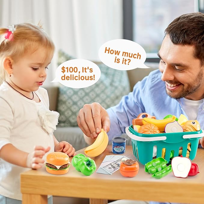 200Pcs Mini Play Kitchen Accessories for Kids, Pretend Cooking Playset with Cookware, Tableware & 2 Fruit Sets, Learning Gift for Girls, Boys, Toddlers, Yellow