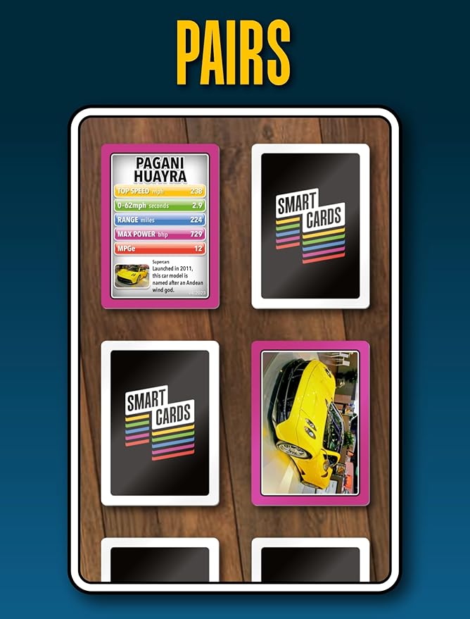 Cars Card Games - Matching Pairs, Snap, Trumps, Rummy, Happy Families (8 Games To Play) | Age 5+, 1-8 Players | Fun Family Travel Card Games and Gifts for Adults & Kids, Boys & Girls
