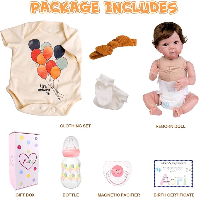 Aori Lifelike Reborn Baby Dolls - Realistic Baby Doll 20 inches Real Life Newborn Girl Doll, Coming with Gift Box Set for Girls Kids 3+