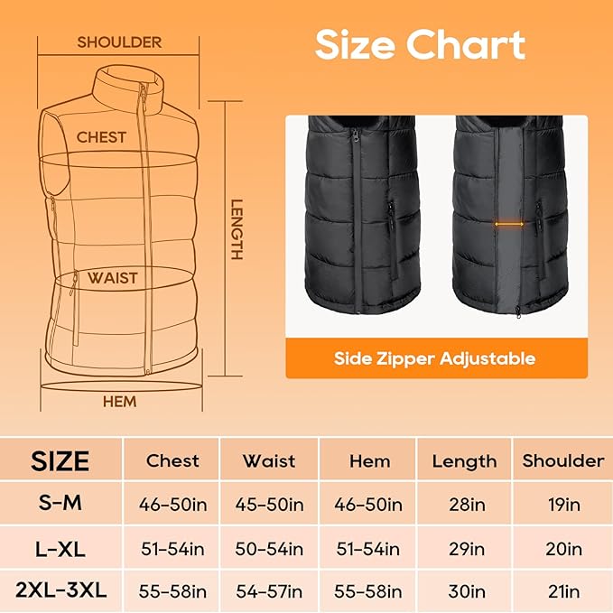 Heated Vest for Men Women with 16000mAh 7.4V Battery Pack Included, Size Adjustable Heated Vests for Winter