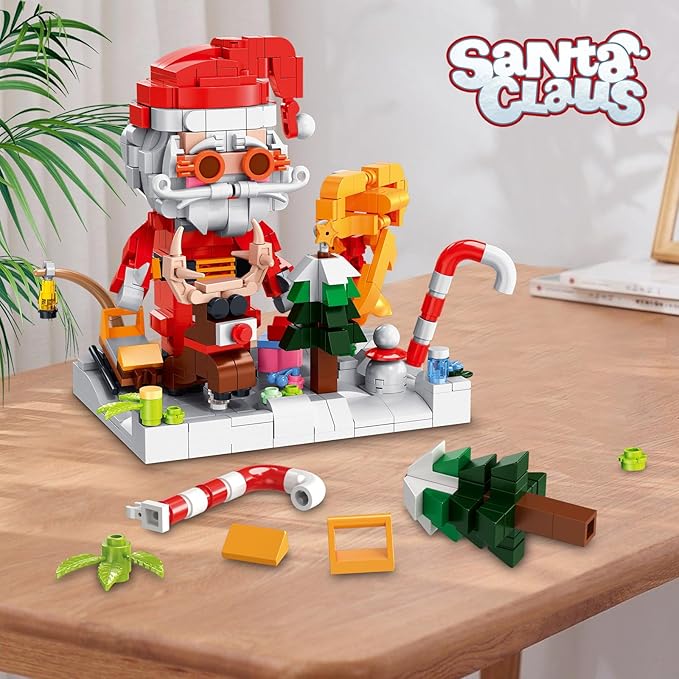 Santa Claus Classic Crutches Building Blocks Toys- Building Toys for Children, Boys & Girls, Ages 9+ - Indoor Decorations for Home/Santa Claus Figure- Gifts for Boys & Girls-665pcs