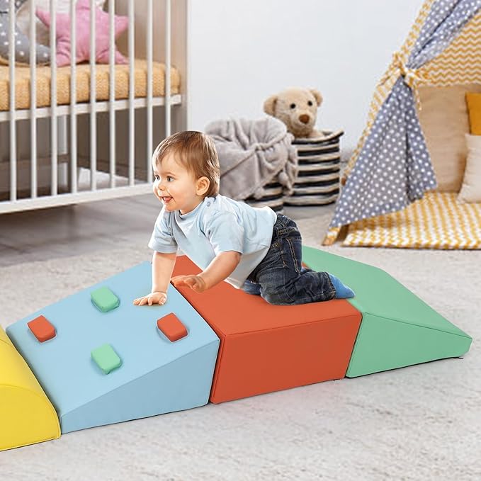 GarveeLife Foam Climbing Blocks for Toddlers, Waterproof Toddler Climbing Toys, Baby Jungle Gym Indoor Lightweight, Easy to Clean Foam Play Gym 5PCS