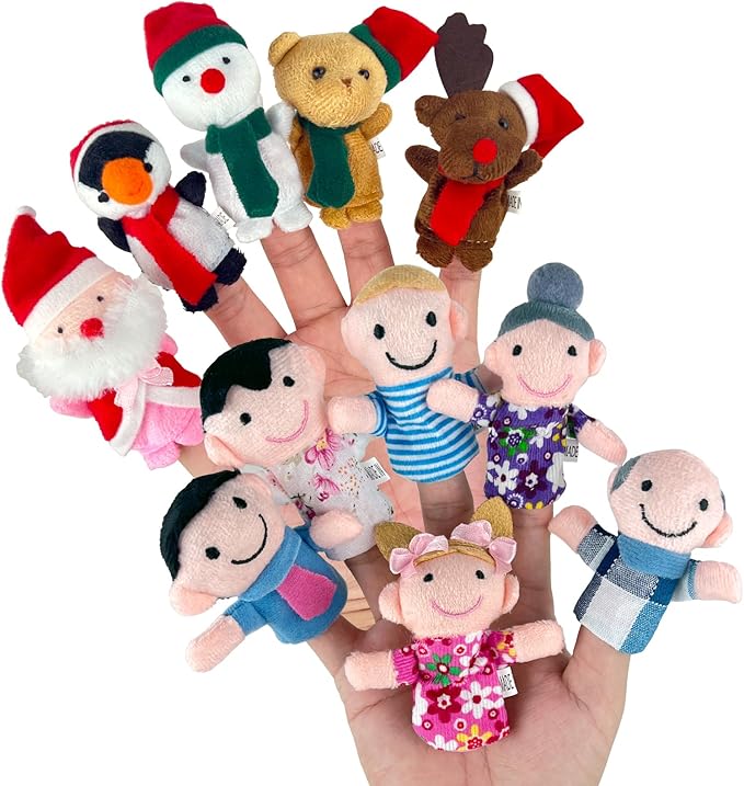 Sealive Family Finger Puppets for Toddlers 1-3 - Interactive Educational Animal Finger Puppets for Storytime, Playtime, and Learning - Safe, Soft Plush