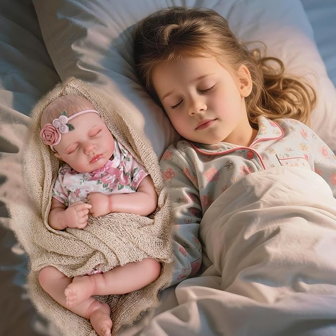 Aori Realistic Reborn Baby Doll 20" Lifelike Sleeping Newborn Girl with Poseable Limbs, Weighted Body, Feeding Set - Collectible Gift for New Moms, Grandparents, Kids 3+