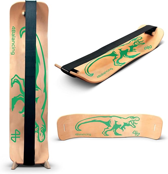 Balance Board for Kids - Slackline Wooden Wobble Board - Slackboard Balance Trainer for Coordination - Training for Skateboard, Snowboard, Football, Soccer, Baseball, Basketball