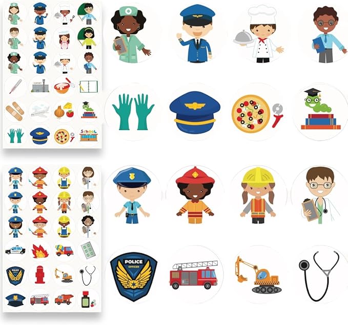 480PCS Community Helpers Stickers – Career Sticker Set Toys for Kids, for Preschool Classroom Decorations, Bulletin Board, Flash Cards, Crafts and Poster, Teachers Classroom Must-Have