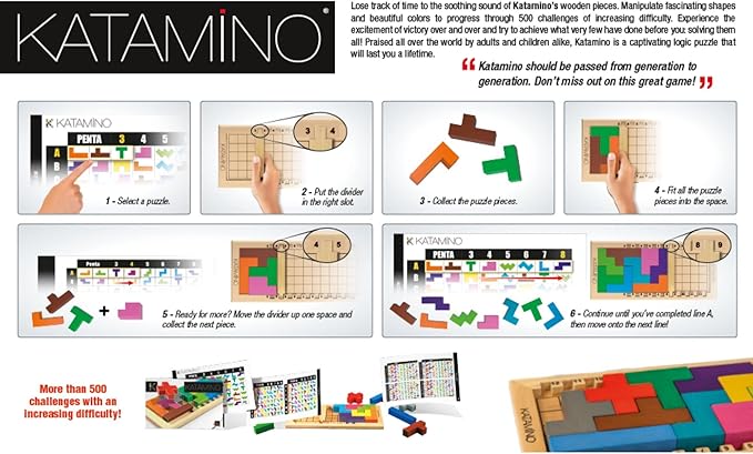 Katamino | The Original Wooden Pattern Building Puzzle Game for Kids and Adults | Over 500 Pentomino Combinations | Award Winning Kid Friendly Strategic Brain Game | Ages 6+ | 1-2 Players | 10 Min