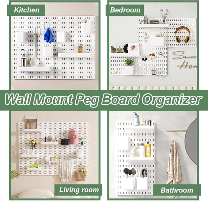 Pegboard Combination Kit Acrylic Pegboards and Accessories Modular Hanging White Wall Mount Display Board Panels for Wall Crafts Tools Organization Ornaments Display 22" x 22"
