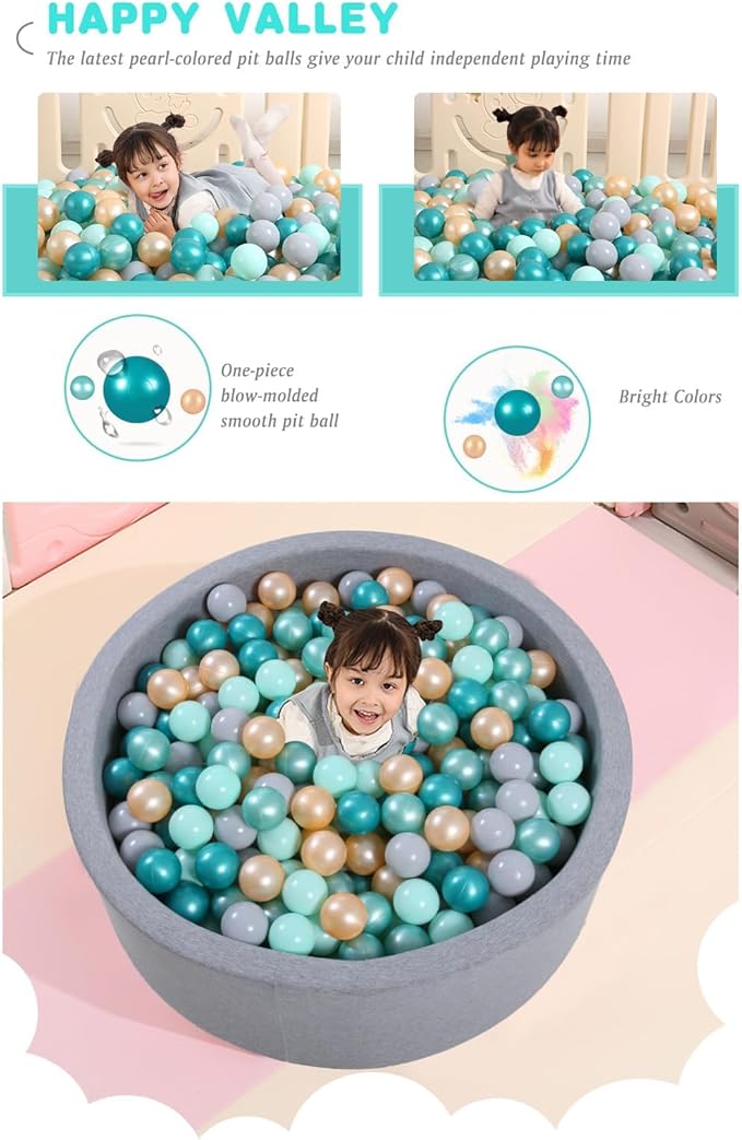 Ball Pit Balls Pack of 100 200 500 - Star and Round Set BPA Free Phthalate Free Non-Toxic Crush Proof Play Balls Soft Plastic Balls for Toddlers Baby Kids Birthday Pool Tent Party