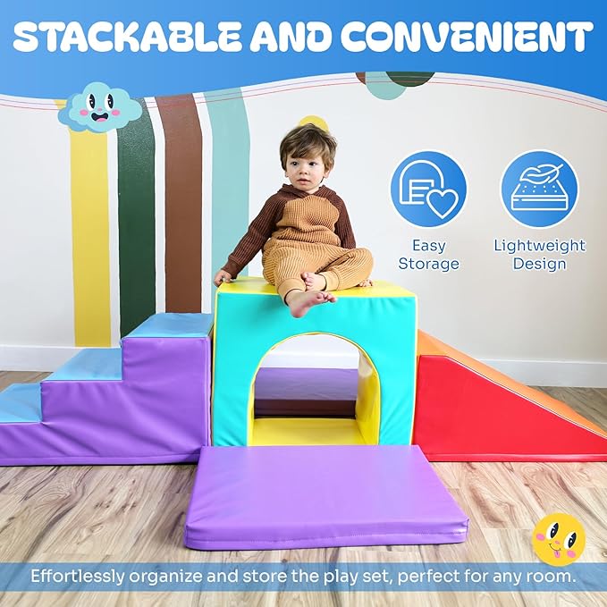 New Bounce Toddler Climbing Toys - Soft Play Set for Kids - Foam Climbing Blocks - Safe Soft Gym Equipment - Great for All Ages