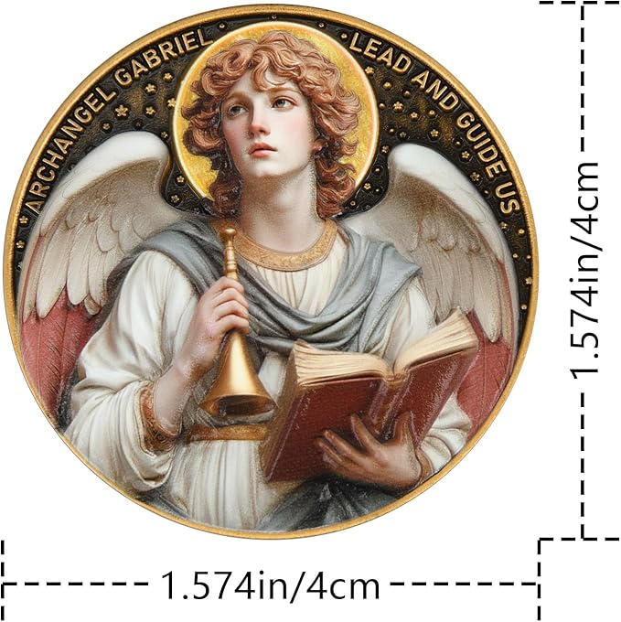 Archangel Gabriel Prayer Coin – Patron Saint of Communication, Divine Messenger Pocket Token for Protection & Guidance, Inspirational Christian Gift for Men & Women, Catholic Devotional Keepsake