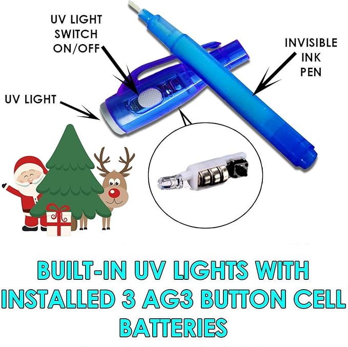 iGeeKid 32 Pack 2 Style Invisible Ink Pen with UV Black Light Party Favor for Kids 8 12 Secret Spy Pens Magic Disappearing Ink Markers Clasroom Prize Birthday Gifts Halloween Goodie Bags Stuffers