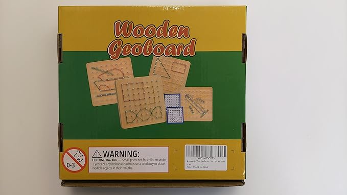 Wooden Geoboard with Rubber Bands, STEM Educational Toy for Spatial Reasoning and Fine Motor Skills Kids 3 Years+