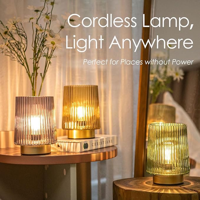 Battery Operated Lamp with Remote Control, Cordless Table Lamps for Home Decor, Portable Dimmable Brightness Small Lamp with Timer for Room Decorative Corner Bedroom (Lavender Purple)