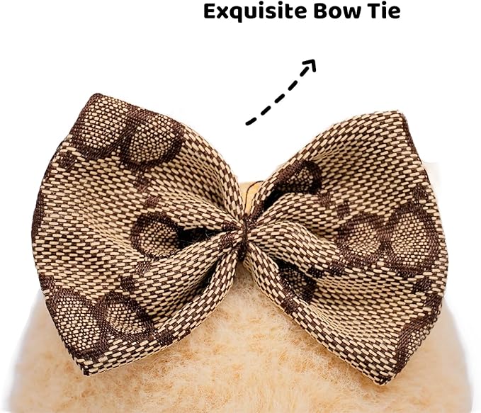 Clothes Compatible with 17cm Dolls, Premium Dolls Accessories 2 Piece Set Including Chic Grid Spaghetti-Strap Dress and Bow, High-End Fashion Outfit for Play & Display - Brown