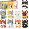 HIGH GODO Cat Building Set, Mini Cat Party Favors for Kids, 9 Pack Small Cats Toys Figurines, Animal Goodie Bag Stuffers, Gifts for Adults Kids Boys Girls Age 8+