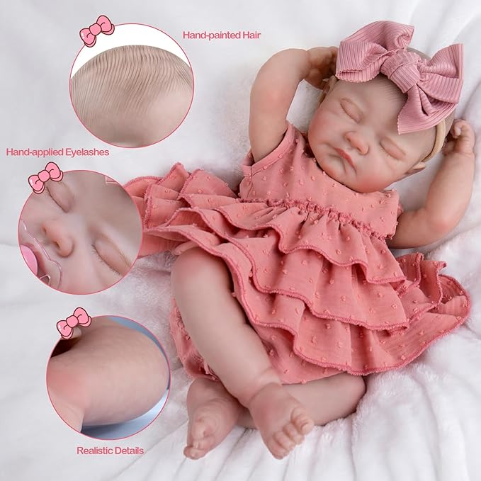 Aori Realistic Reborn Baby Dolls - 20" Lifelike Sleeping Newborn Girl with Magnetic Pacifier, Poseable Limbs, Hand-Painted Skin, Soft Body for Girls 3+