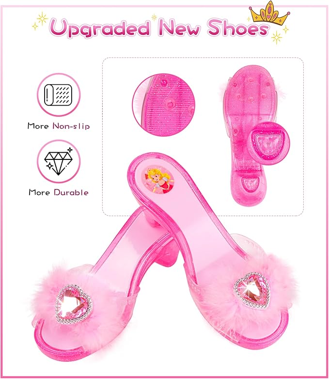 Jeowoqao Dress up Shoes Princess Dresses for Girls, Little Girls Princess Dress up Clothes Set 1pc TuTu Skirt with 3ps Skirt Veils, Play Toys for Girls Age 3 4 5 6 Years Birthday Gift