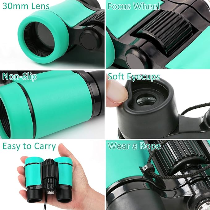 Scotamalone Kids Binoculars Shock Proof Toy Binoculars Set for Age 3-12 Years Old Boys Girls Bird Watching Educational Learning Hunting Hiking Birthday Presents