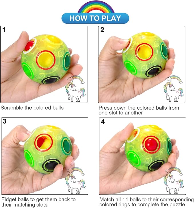 Vdealen Magic Rainbow Puzzle Ball, Fidget Ball Puzzle Brain Teaser Fidget Toy for Boys & Girls- Birthday Party Easter Valentines Christmas Stocking Stuffers for Kids Teen & Adults(Green)