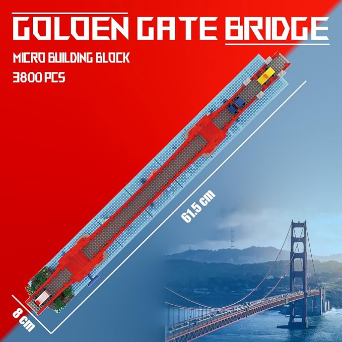Golden Gate Bridge Micro Building Blocks Set （3800 Pieces）,Landmark Architecture Gift for Adult and Kid