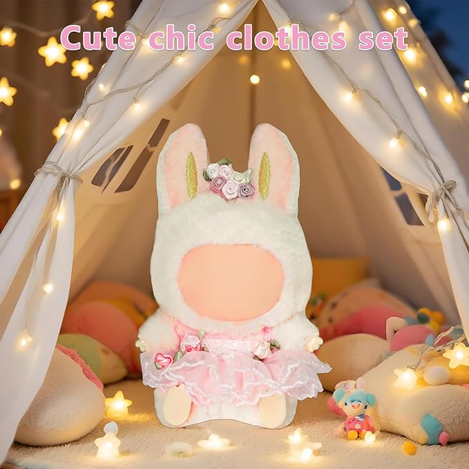 17cm Doll Clothes - Princess Dress with Velvet Hair Bow, Party Outfits for Plush/Blind Box, Luxury Chic Style Set, High-End Fashion Accessories (Wedding Dress)