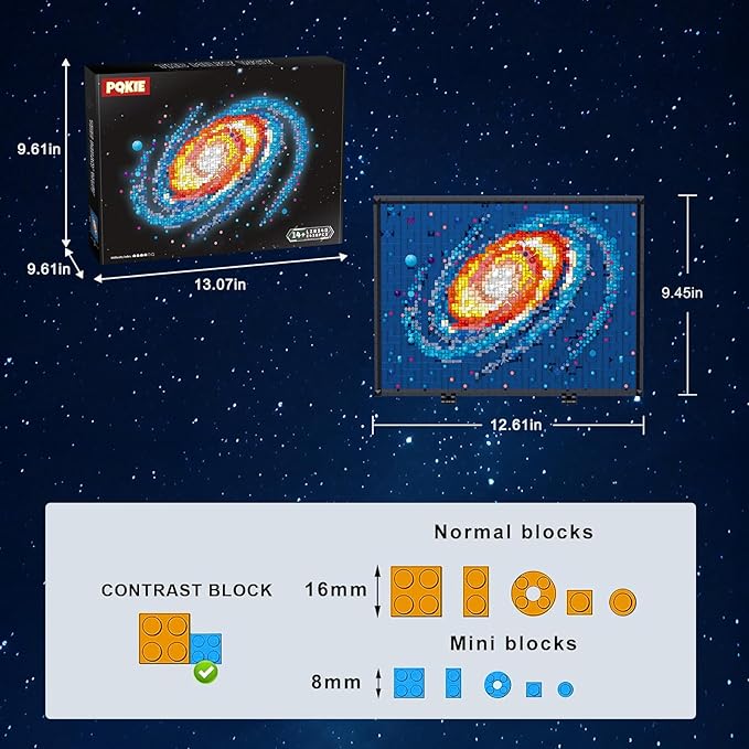 PQKIE The Milky Way Galaxy Micro Mini Building Set for Adults, 2438Pcs 3D Wall Art Building Toy for Home Office Decor, DIY Space Decor Kits with Display Stand,Creative Birthday Gift Toy for Kids Teens