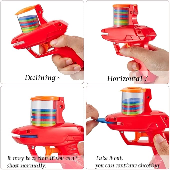 Sumind 2 Pieces Foam Disc Launcher Zip Shot Shooter Disc Shooter (Red, Orange)