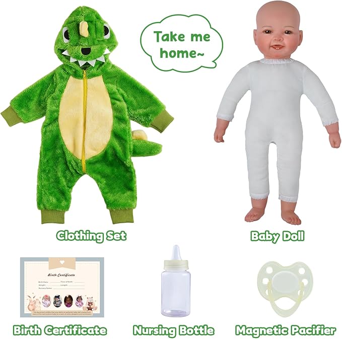 BABESIDE Lightweight Baby Doll Set – 15" Realistic Soft Doll for Girls, Easy to Carry & Hug – Pretend Play & Gift for Toddlers