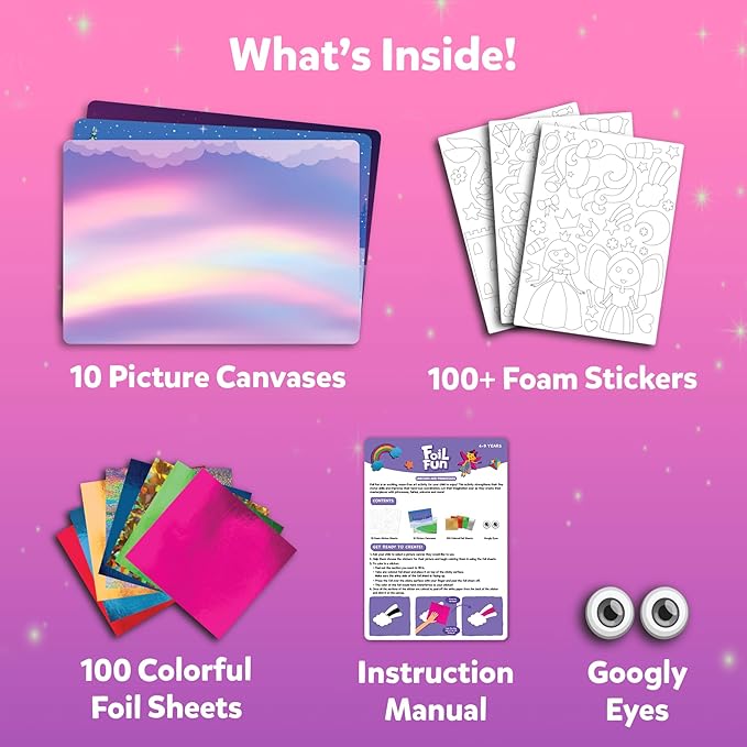Skillmatics Foil Fun - Unicorns & Princesses, No Mess Art for Kids, Craft Kits & Supplies, DIY Creative Activity, Travel Toys, for Ages 4, 5, 6, 7, 8, 9