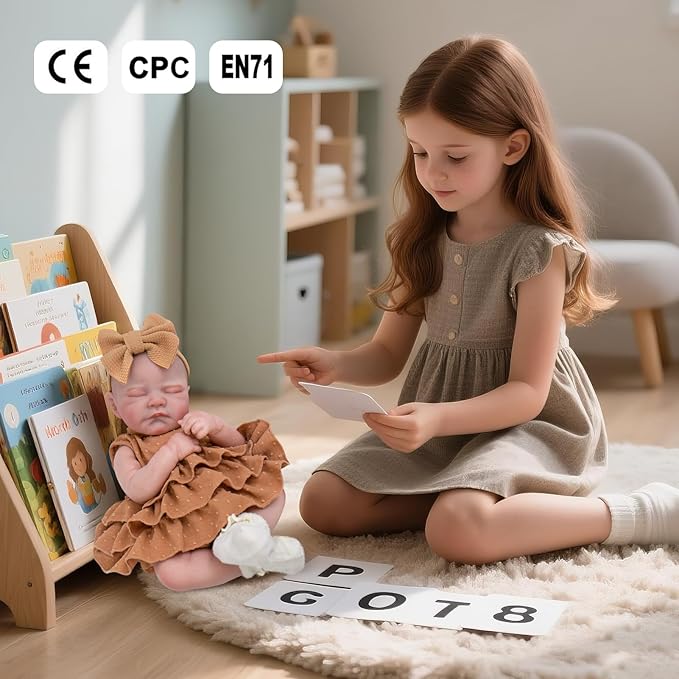 Aori Lifelike Reborn Baby Dolls - 20'' Realistic Sleeping Newborn Girl Doll with Feeding & Outfit Set - Weighted Body for Cuddling, Roleplay Gift for Girls and Kids 3+